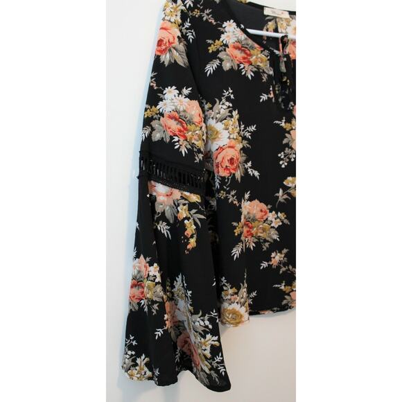 Whisper Women's Floral Black Long Sleeve Blouse Size L NWOT - Picture 5 of 8